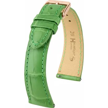 Řemínek na hodinky Kožený řemínek Hirsch London L 04307042-7, zelený, aligátoří kůže, délka L, Quick Release - 18 mm