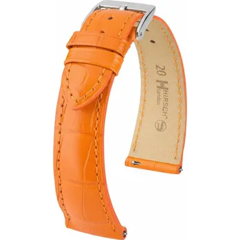 Řemínek na hodinky Kožený řemínek Hirsch London L 04307076-2, oranžový, aligátoří kůže, délka L, Quick Release - 22 mm