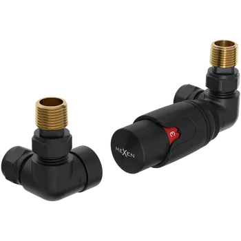 Vodovodní baterie Mexen G00, kulatý axiální ventil G1/2" s termostatickou hlavicí M30x1,5 mm, černá matná, W903-900-70