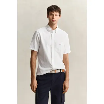 KOŠILE GANT REG COTTON LINEN SS SHIRT WHITE