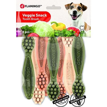 Pamlsek pro psa Flamingo - Veggie Snack - Vegetariánské dentální pamlsky pro psy - 10 cm (8 kusů)