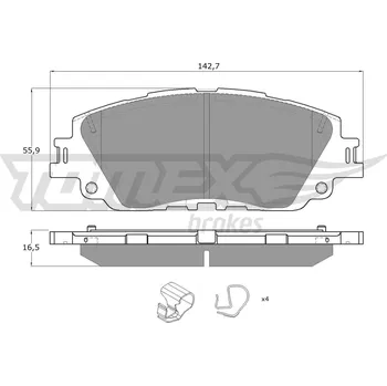 Brzdová destička Sada brzdových destiček, kotoučová brzda TOMEX TX 19-64