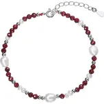 Stříbrný náramek s perlami a granáty 13113.3