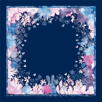 Panel na ušití šátku umělé hedvábí 73x73 moonlight garden