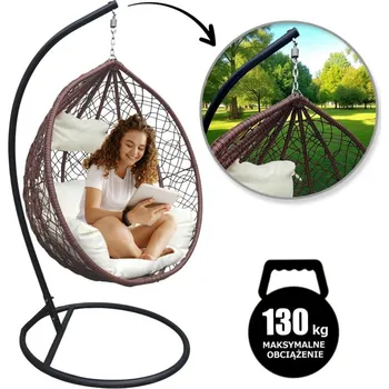 Flamenco Mystique Závěsné křeslo, houpačka cocoon hnědá se světlými polštáři KR23BR