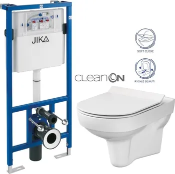 WC sada JIKA předstěnový instalační systém bez tlačítka + WC CERSANIT CITY NEW CLEANON + WC SEDÁTKO SLIM H895652 X CI2