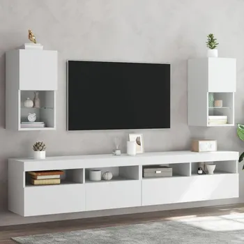 Televizní stolek TV skříňky s LED osvětlením 2 ks bílé 30,5 x 30 x 60 cm - 8721012255722