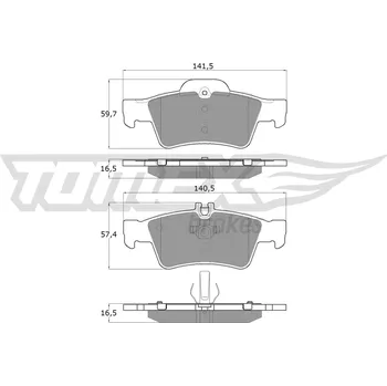 Brzdová destička Sada brzdových destiček, kotoučová brzda TOMEX TX 14-30