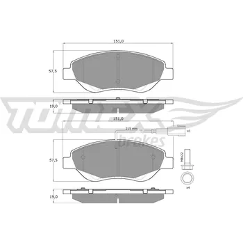 Brzdová destička Sada brzdových destiček, kotoučová brzda TOMEX TX 12-50