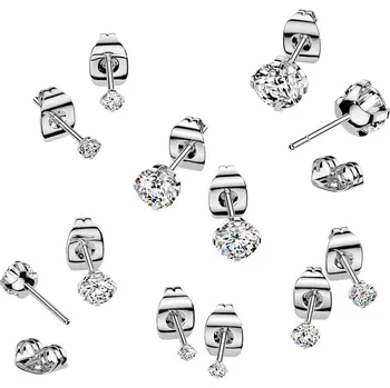 Náušnice Šperky4U Titanové náušnice s kulatým zirkonem 4 mm - KM2032-04