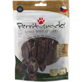 Pamlsek pro psa Pochoutka Perrito jehně, měkké proužky 100g-KARTON