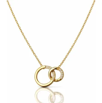Náhrdelník Flamenco Mystique Náhrdelník z chirurgické oceli pokovený 14k zlatem s propletenými kroužky a kubickými zirkony NST2249