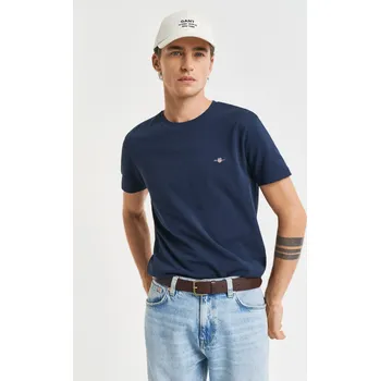 Pánské oblečení TRIČKO GANT SLIM PIQUE SS T-SHIRT EVENING BLUE