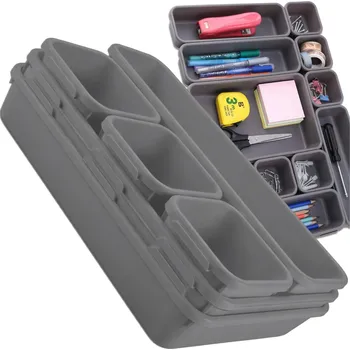 Organizér oblečení Camerazar Šedý modulární organizér do zásuvek, 8 dílů, vložka do zásuvky pro úložný prostor