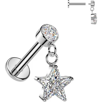Piercing Šperky4U Piercing do ucha - labreta se zavěšenou hvězdičkou - LB1152