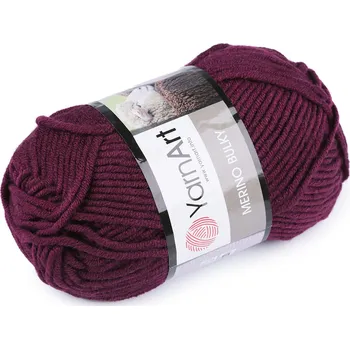 Příze Pletací příze Merino bulky 100 g, střední, 23 (10094) vínová