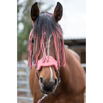 Sport Set ohlávky s vodítkem a třásněmi HKM, mocca/mléčná růžová, Cob