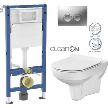 WC sada GEBERIT DuofixBasic s matným tlačítkem DELTA21 + WC CERSANIT CITY NEW CLEANON + WC SEDÁTKO SLIM 458.103.00.2 21MA CI2