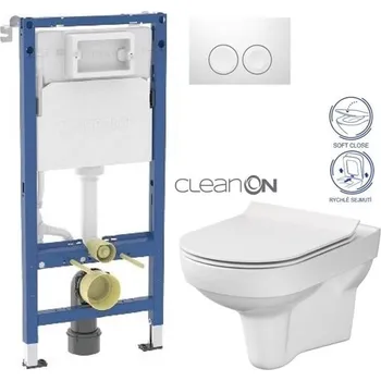 WC sada GEBERIT DuofixBasic s bílým tlačítkem DELTA21 + WC CERSANIT CITY NEW CLEANON + WC SEDÁTKO SLIM 458.103.00.2 21BI CI2