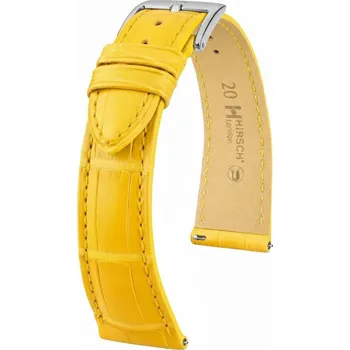 Řemínek na hodinky Kožený řemínek Hirsch London L 04307072-2, žlutý, aligátoří kůže, délka L, Quick Release - 19 mm