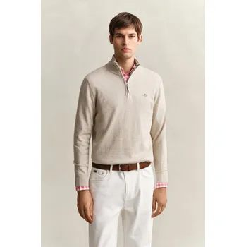 Pánský svetr SVETR GANT CLASSIC COTTON HALF ZIP OAT MELANGE