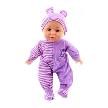 Panenka Mluvící panenka miminko 30 cm – fialový obleček