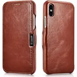Knížkové pouzdro pro iPhone XS / X - iCarer, Vintage Brown