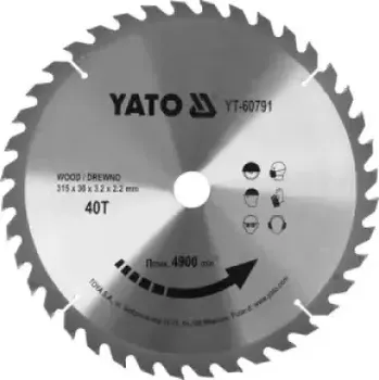 Pilový kotouč Yato - Pilový kotouč na dřevo s vídiovými plátky 315x30mm 40 zubů