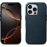 Kožený obal na iPhone 16 Pro MAX - iCarer, OilWax MagSafe Blue