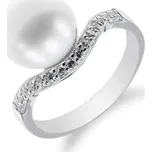 Stříbrný prsten s vlnkou a perlou - Meucci SP34R