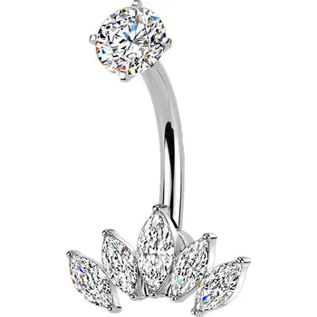 Piercing Šperky4U Ocelový piercing do pupíku se zirkony - BS1068