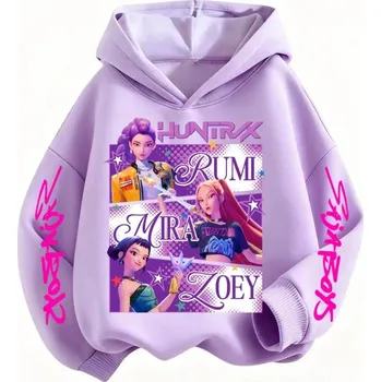 Dívčí mikina Dětská mikina KPOP Demon Hunters 100-160 cm II 150 cm Huntrix fialová