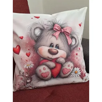 Povlak na polštářek Povlak na polštářek medvídek se srdíčkem