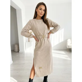 Dámské šaty Módní dámské dlouhé šaty béžové barvy , VELIKOST UNI ( XS, S, M )