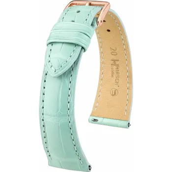 Řemínek na hodinky Kožený řemínek Hirsch London L 04307081-7, modrý, aligátoří kůže, délka L, Quick Release - 20 mm