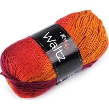 Příze Pletací příze Waltz 100 g, střední, 13 (5716) oranžová tyrkys