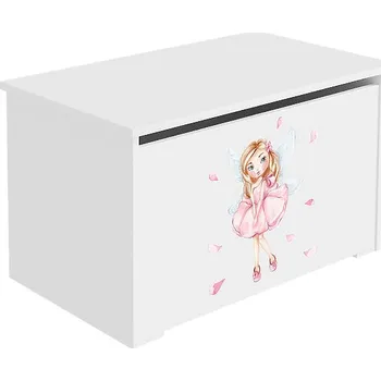 Dětská skříň Truhla na hračky Daria bílá s potiskem Dívka s křídly