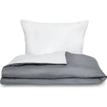 Povlečení Kvalitex Saténové povlečení LUXURY COLLECTION 140x200, 70x90cm šedé / bílé Bettwäschegröße: 1+2, 200x200, 70x90cm