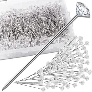 Camerazar Krejčovské špendlíky, jehly, s diamantovou hlavicí, ozdobné, 38 mm, sada 100 kusů