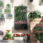 Vyvýšený záhonový truhlík se zástěnou pro soukromí | černý