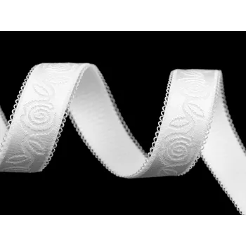 Pruženka ramínková růžičky šíře 20 mm, střední, 1 bílá