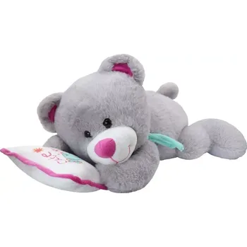 plyšák Šedý plyšový medvídek na polštářku