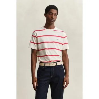 Pánské oblečení TRIČKO GANT STRIPED SS TSHIRT CREAMED WHITE