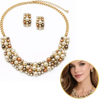 Náhrdelník Flamenco Mystique Elegantní sada šperků s perlami a krystaly – náhrdelník + náušnice N1070