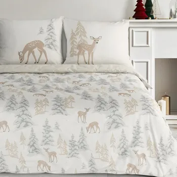 Vánoční bavlněné povlečení 160x200 cm sada srnky