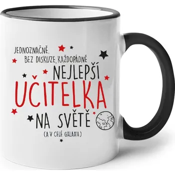 Hrnek pro učitelku, Barva Černá, Velikost 330 ml, Canvas Keramický hrnek s barevným uchem Bezvatriko.cz 1355