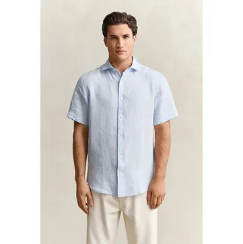 KOŠILE GANT REG LINEN SS SHIRT SKY BLUE