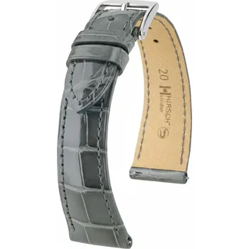 Řemínek na hodinky Kožený řemínek Hirsch London L 04307030-2, šedý, aligátoří kůže, délka L, Quick Release