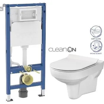WC sedátko GEBERIT DuofixBasic bez tlačítka + WC CERSANIT CITY NEW CLEANON + WC SEDÁTKO SLIM 458.103.00.2 X CI2