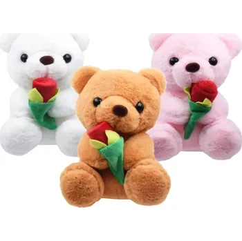 plyšák Plyšový medvídek s růžičkou 22 cm